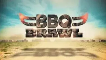 BBQ Brawl logo with fiery background.