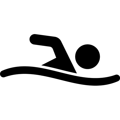 A black and white image of a swimming symbol.